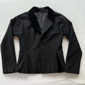 Yohji Yamamoto Noir black wool and velvet unique jacket